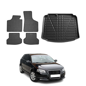 OMAC® - Classic 1st, 2nd Row & Cargo Black Floor Mat and Cargo Liner Set