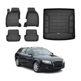 OMAC® - Premium 1st, 2nd Row & Cargo Black Floor Mat and Cargo Liner Set