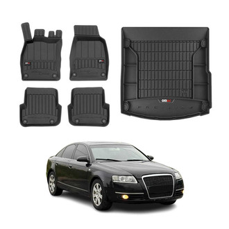 OMAC® - Premium 1st, 2nd Row & Cargo Black Floor Mat and Cargo Liner Set