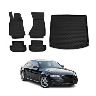 OMAC® - Classic 1st, 2nd Row & Cargo Black Floor Mat and Cargo Liner Set