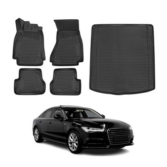OMAC® - Classic 1st, 2nd Row & Cargo Black Floor Mat and Cargo Liner Set