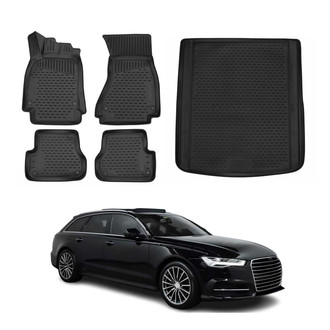 OMAC® - Classic 1st, 2nd Row & Cargo Black Floor Mat and Cargo Liner Set