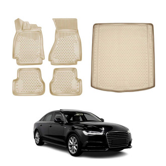 OMAC® - Classic 1st, 2nd Row & Cargo Beige Floor Mat and Cargo Liner Set