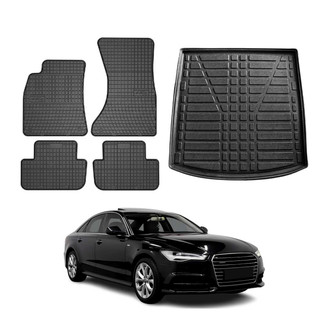 OMAC® - Classic 1st, 2nd Row & Cargo Black Floor Mat and Cargo Liner Set