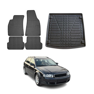 OMAC® - Classic 1st, 2nd Row & Cargo Black Floor Mat and Cargo Liner Set