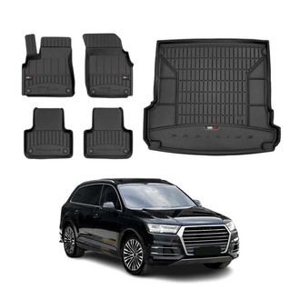 OMAC® - Premium 1st, 2nd Row & Cargo Black Floor Mat and Cargo Liner Set