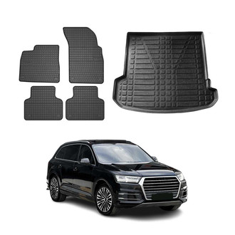 OMAC® - Classic 1st, 2nd Row & Cargo Black Floor Mat and Cargo Liner Set