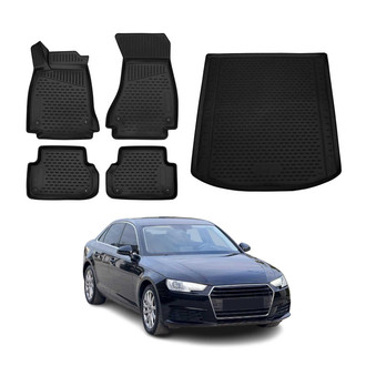 OMAC® - Classic 1st, 2nd Row & Cargo Black Floor Mat and Cargo Liner Set