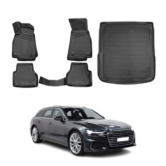 OMAC® - Classic 1st, 2nd Row & Cargo Black Floor Mat and Cargo Liner Set