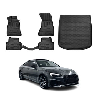 OMAC® - Classic 1st, 2nd Row & Cargo Black Floor Mat and Cargo Liner Set