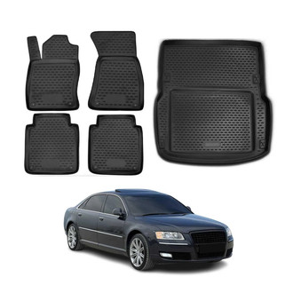 OMAC® - Classic 1st, 2nd Row & Cargo Black Floor Mat and Cargo Liner Set