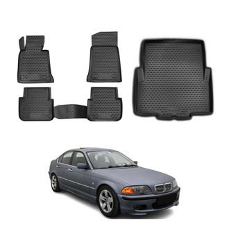 OMAC® - Classic 1st, 2nd Row & Cargo Black Floor Mat and Cargo Liner Set