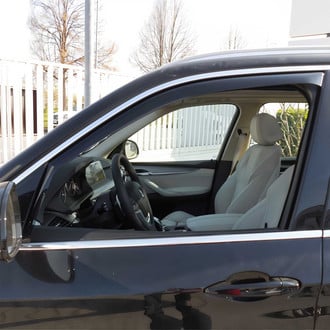 OMAC® - In-Channel Black Smoke Front Window Visor Vent Rain Guard Deflector