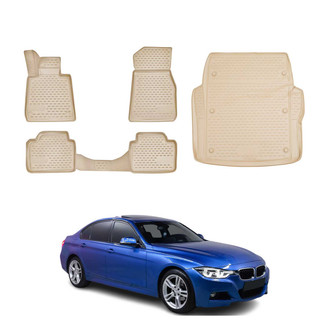 OMAC® - Classic 1st, 2nd Row & Cargo Beige Floor Mat and Cargo Liner Set