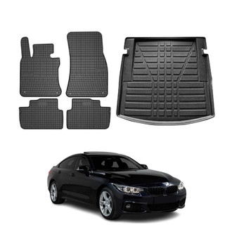 OMAC® - Classic 1st, 2nd Row & Cargo Black Floor Mat and Cargo Liner Set