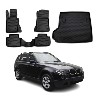 OMAC® - Classic 1st, 2nd Row & Cargo Black Floor Mat and Cargo Liner Set