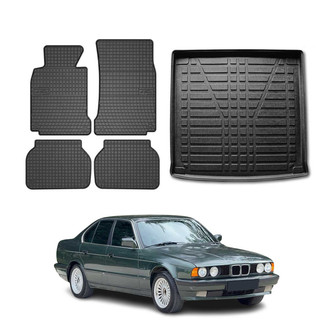OMAC® - Classic 1st, 2nd Row & Cargo Black Floor Mat and Cargo Liner Set