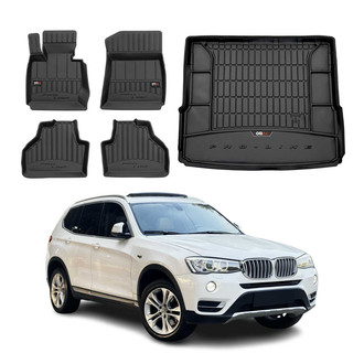 OMAC® - Premium 1st, 2nd Row & Cargo Black Floor Mat and Cargo Liner Set