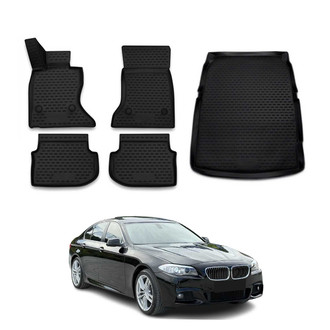 OMAC® - Classic 1st, 2nd Row & Cargo Black Floor Mat and Cargo Liner Set