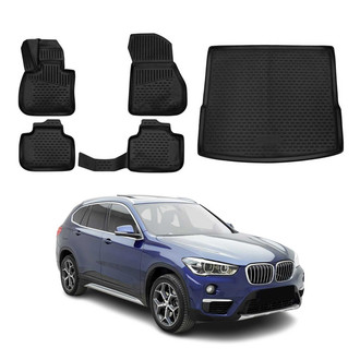 OMAC® - Classic 1st, 2nd Row & Cargo Black Floor Mat and Cargo Liner Set