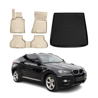 OMAC® - Classic 1st, 2nd Row & Cargo Beige Floor Mat and Cargo Liner Set