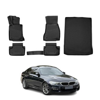 OMAC® - Classic 1st, 2nd Row & Cargo Black Floor Mat and Cargo Liner Set