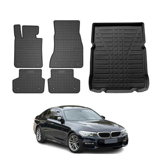OMAC® - Classic 1st, 2nd Row & Cargo Black Floor Mat and Cargo Liner Set
