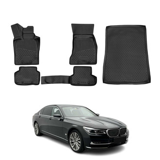 OMAC® - Classic 1st, 2nd Row & Cargo Black Floor Mat and Cargo Liner Set