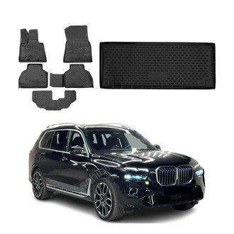 OMAC® - Classic 1st, 2nd Row & Cargo Black Floor Mat and Cargo Liner Set
