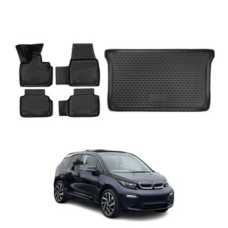 OMAC® - Classic 1st, 2nd Row & Cargo Black Floor Mat and Cargo Liner Set