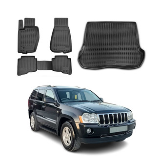 OMAC® - Classic 1st, 2nd Row & Cargo Black Floor Mat and Cargo Liner Set
