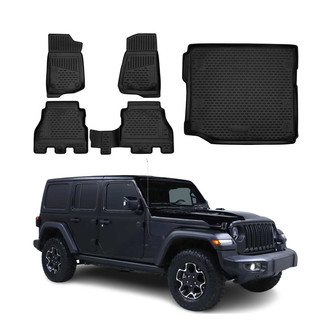 OMAC® - Classic 1st, 2nd Row & Cargo Black Floor Mat and Cargo Liner Set