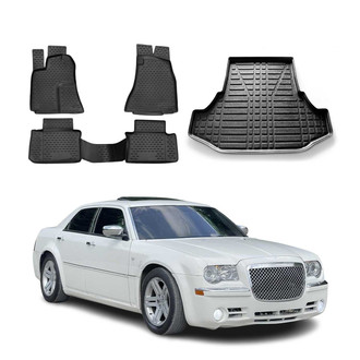 OMAC® - Classic 1st, 2nd Row & Cargo Black Floor Mat and Cargo Liner Set