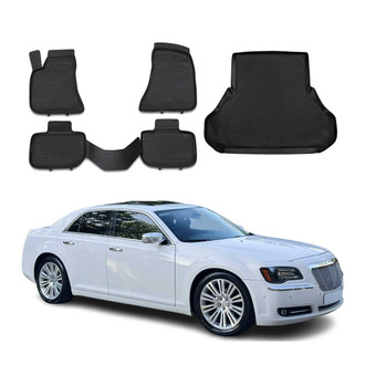 OMAC® - Classic 1st, 2nd Row & Cargo Black Floor Mat and Cargo Liner Set