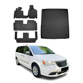 OMAC® - Classic 1st, 2nd Row & Cargo Black Floor Mat and Cargo Liner Set
