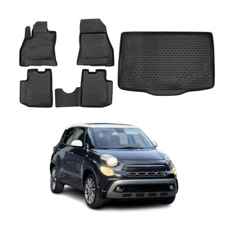 OMAC® - Classic 1st, 2nd Row & Cargo Black Floor Mat and Cargo Liner Set