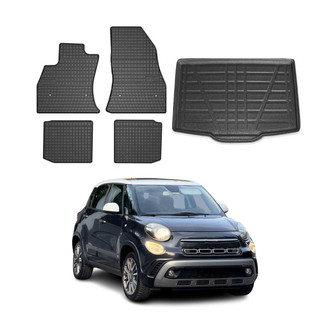 OMAC® - Classic 1st, 2nd Row & Cargo Black Floor Mat and Cargo Liner Set