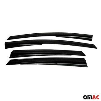 OMAC® - Tape-On Black Smoke Front and Rear Tape-On Window Visor Vent Rain Guard Deflector