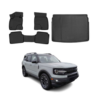 OMAC® - Classic 1st, 2nd Row & Cargo Black Floor Mat and Cargo Liner Set