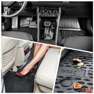 OMAC® - Classic 1st, 2nd Row & Cargo Black Floor Mat and Cargo Liner Set