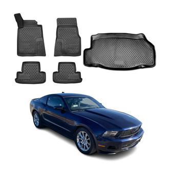 OMAC® - Classic 1st, 2nd Row & Cargo Black Floor Mat and Cargo Liner Set