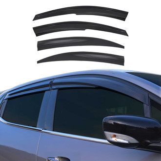 OMAC® - Tape-On Black Smoke Front and Rear Tape-On Window Visor Vent Rain Guard Deflector