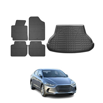 OMAC® - Classic 1st, 2nd Row & Cargo Black Floor Mat and Cargo Liner Set
