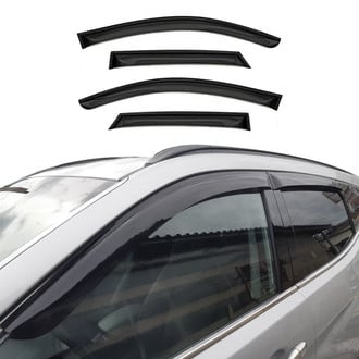 OMAC® - Tape-On Black Smoke Front and Rear Tape-On Window Visor Vent Rain Guard Deflector