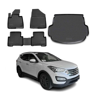 OMAC® - Classic 1st, 2nd Row & Cargo Black Floor Mat and Cargo Liner Set
