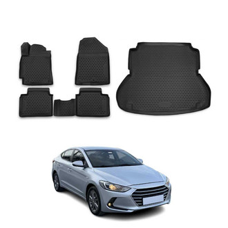 OMAC® - Classic 1st, 2nd Row & Cargo Black Floor Mat and Cargo Liner Set