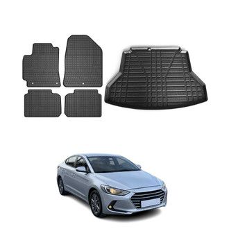 OMAC® - Classic 1st, 2nd Row & Cargo Black Floor Mat and Cargo Liner Set