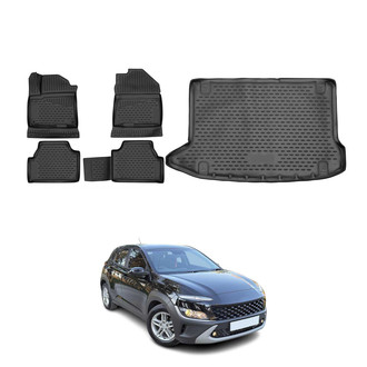 OMAC® - Classic 1st, 2nd Row & Cargo Black Floor Mat and Cargo Liner Set
