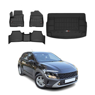 OMAC® - Premium 1st, 2nd Row & Cargo Black Floor Mat and Cargo Liner Set