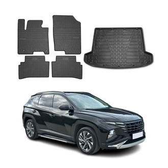 OMAC® - Classic 1st, 2nd Row & Cargo Black Floor Mat and Cargo Liner Set
